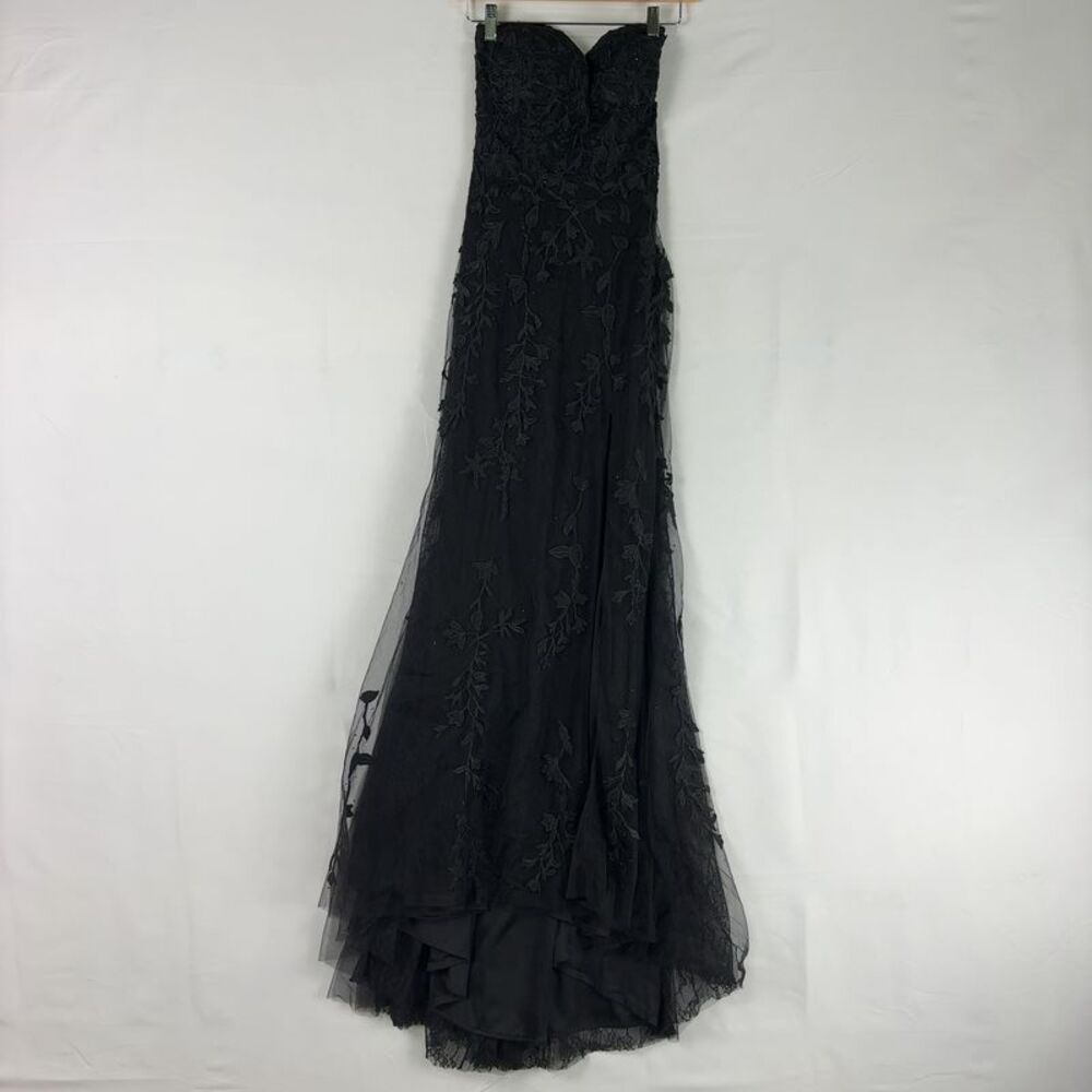 Sherri Hill Black Strapless Prom Dress
